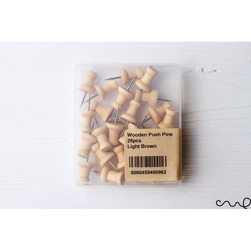 redchocol8® Light Brown Wooden Push Pins (A pack of 25