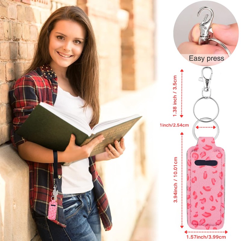 KUKEANVO Lipstick Holder | Lip Balm Holder Keychain with Carabiner