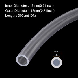 Rebower 1/2" x 0.7" Clear Plastic PVC Tubing 10ft Flexible Vinyl Tube, [for Garden Irrigation, Water Hose, Fish Tank, Aquarium] - 13x18mm