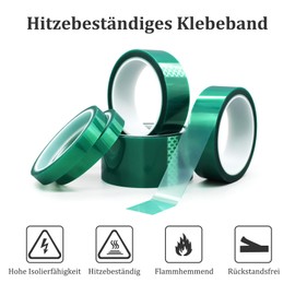 Misuyue Heat Resistant Tape, 15 mm x 33 m PET Tape, High Temp Tape, Insulation Tape for Sublimation, 3D Printers, Electronic Circuit Boards, No Residue Heat Protection Tape