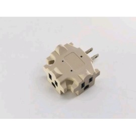 Smart Electrician 3-Way Splitter Adapter Beige Three Prong Ground Tri-Tap Triple Wall Outlet