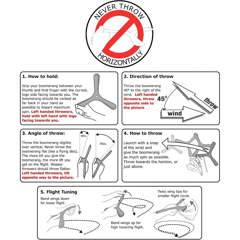l&j Boomerang Aerodynamic Polymer, Highly Resistant, Precise Return, Long Range