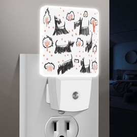 Jahiona LED Night Light Lamp with Smart Sensor Dusk to Dawn Sensor,Dog Sketch Animal Scottie Terrier Night Light Daylight White,0.5W Plug-into Wall for Adults,Bedroom,Bathroom,Hallway,Kitchen