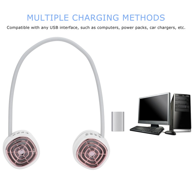Portable Hanging Neck Fan USB Charging Wearable Handheld Fan for