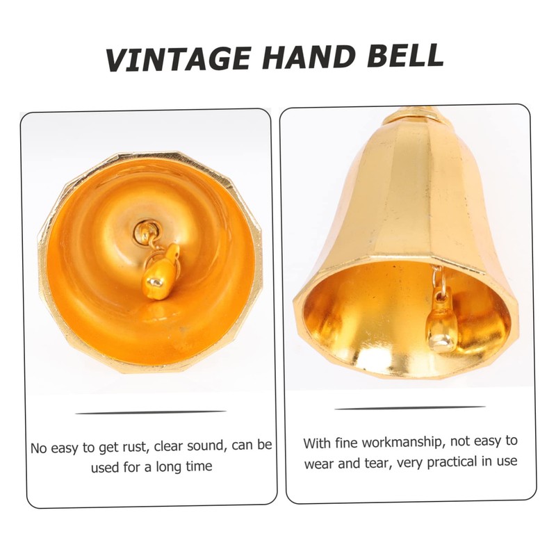 Operitacx Manual Restaurant Bell Ergonomic Metal Hand Bell with Sound