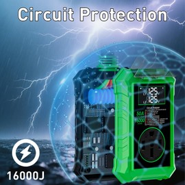 16000 J RV Surge Protectors 50 Amp with Auto Shutoff,Rv Circuit Analyzer with Waterproof Cover Safety Certification Led Display,RV Adapter Plug for Camper, Travel Trailers（Green）