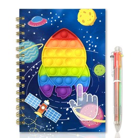 GINMLYDA Pop Secret Diary for Boys with Pen, 8.25x5.7 Inches 160 Pages Spacecraft Fidget Kids Notebook and Pen Set for Boys Birthday Presents A5 Spiral Kids Journal for Boys Gifts 6-12 Year Old