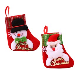 GHEART Christmas Stockings, Santa Stockings, Christmas Socks, Christmas Stocking for Christmas Tree, Fireplace Decoration, Children, Families, Snowman, Santa Claus, Pack of 2
