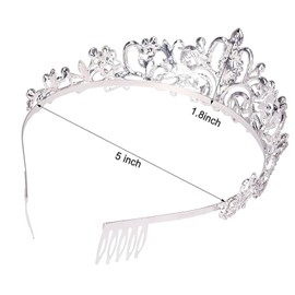 Crystal Tiara Crown Headband Princess Elegant Crown with combs for Women Girls Bridal Wedding Prom Birthday Party, Silver
