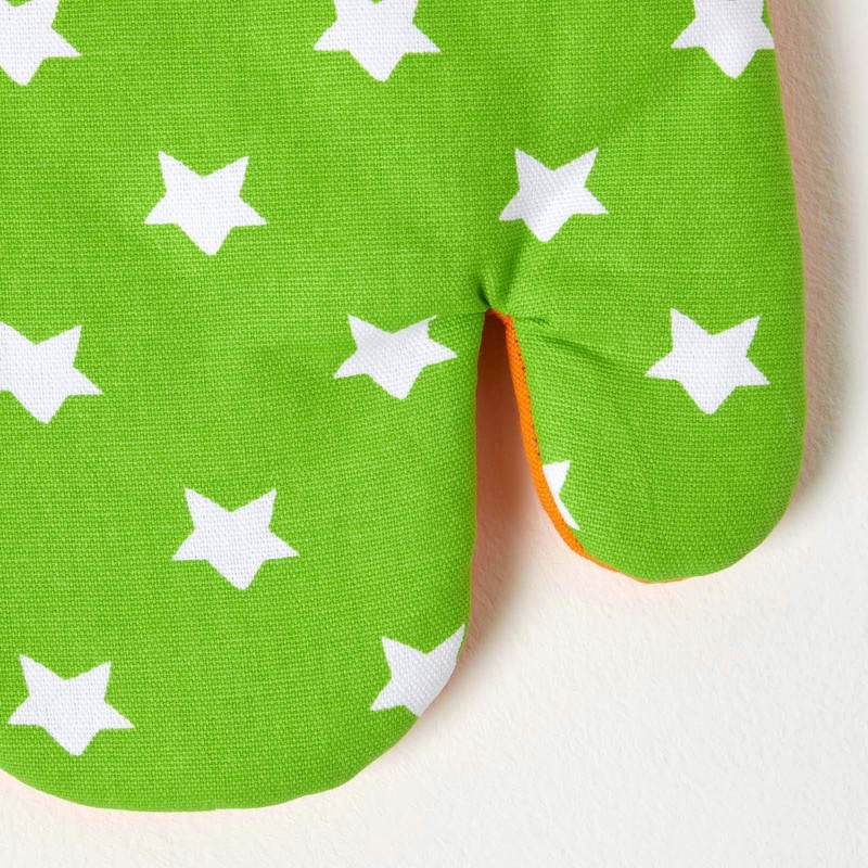 HOMESCAPES - Pure Cotton Oven Glove - Stars - Lime