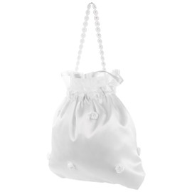 Communion Bag Bridesmaid Dolly Bag Satin Money Bag White Bridal Bridesmaid Flower Decorated Bag Handbag Purse Bag for Wedding Dance Party Flower Bridesmaid Handbag Bridal Dolly Bag