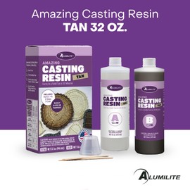 Alumilite Amazing Tan Casting Resin Kit 32 oz (16 oz Part A + 16 oz Part B) – Ideal for Pouring Small to Large Durable Pieces, Arts, Crafts, and Architecture Molds, 30-Minute Cure Time