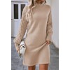 Sovoyontee Women's 2024 Fall Long Sleeve Mock Neck Sweater Dress