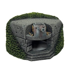 Aqua Della, Aquarium Decoration Bunker de L'Armée S - 14.5 x 14.4 x 11.3 cm, Made of Polyester Resin, Non-Toxic and pH Neutral, Suitable for Freshwater and Saltwater, Realistic