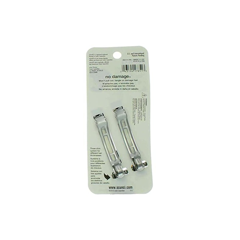 Scunci No-slip Grip Auto Clasp Barrettes, 8.5cm 6-Count