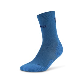 CEP Core Run Calcetines De Correr Ultraligeros De Corte Medio, Ajuste De Compresión, Diseño Sin Ampollas Para Rendimiento En Hombres Y Mujeres, Azul/Azul Oscuro, Large