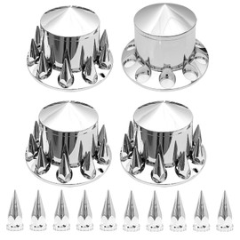 High Soar Lug Nut Covers,33 mm Chrome Lug Nut Covers for Semi Trucks Axle Cover Screw-on ABS Wheel Axle Nut Complete Waterproof(4 Rear) Spiked