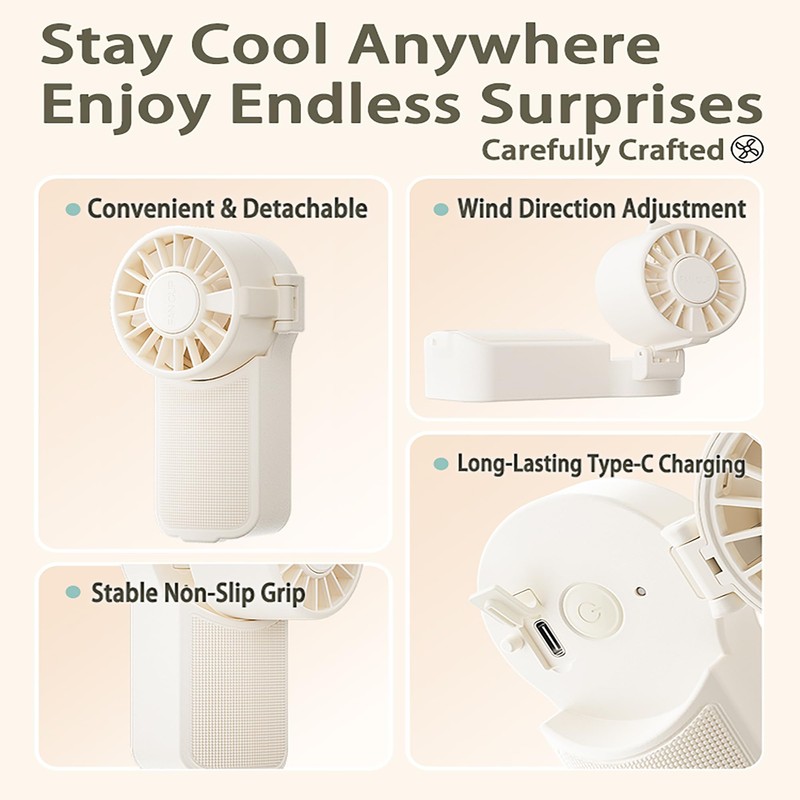 CRILEAL 2-in-1 Water Bottle with Foldable Fan, 690ml Portable Cooling