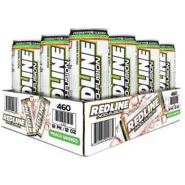 BANG REDLINE NOO Fusion - Carbonated PreWorkout Energy Drink | Peach Mango, 12 ct