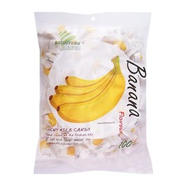 Haoliyuan Banana Flavor Sweet Soft Chewy Milk Candy, 100 Pieces (360g)