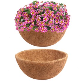 Y&M 2pcs 18“ Round Coconut Fiber Liner, 18'' Coco Liner Pre-Formed Replacement for Wall Hanging Planter Basket