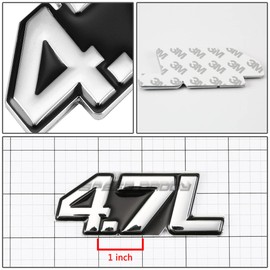 2 x Metal Emblem Decal Logo Trim Badge 4.7L (Black & Silver)