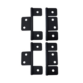 QCAA Flag Three Leaf 3-1/2" Bifold Shutter Hinge for Non-Mortise Cabinet Hardware, Black, Made in Taiwan, 4 Pack