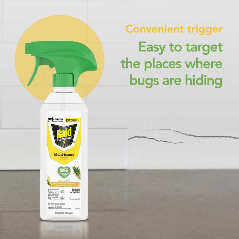 Raid Essentials Multi-Insect Killer Spray Bottle, Child & Pet Safe,