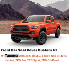 GIANT PANDA 2 Pack Front Mesh Seat Covers Custom Fit Toyota Tacoma 2016 2017 2018 2019 2020 2021 2022 2023 Double & Crew Cab SR, SR5, Limited, TRD Pro, TRD Sport, TRD Off-Road,Faux Leather (Black)