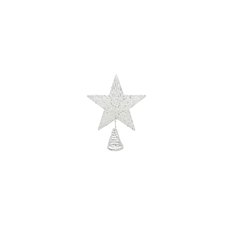 Gisela Graham Festive White Glitter Tree Top Star, ONE, JNS_454680
