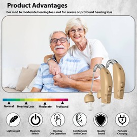 Hearing Aids, Rechargeable Hearing Aids for Seniors, Portable Hearing Amplifiers with Noise Cancelling and Volume Control, Digital Hearing Assist Devices with Charging Box (H3)