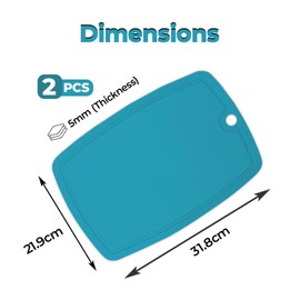 ECO 2 Pc Plastic Chopping Board with Deep Drip Juice Groove | 5MM Thick Non Slip Cutting Boards for Kitchen | Ideal Kitchen Chopping Board for Meat, Fruits & Vegs (Blue (Pack of 2))