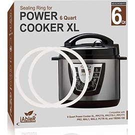 Original Sealing Ring for 6 Qt Power Pressure Cooker XL 6 Qt Replacement Gasket Silicone Seal Rings Compatible With 6 Quart PPC770 PCXL-PRO6, PC-TRI6, PPC771, PRO, WAL1,WAL2 Accessories Parts 2-Pack