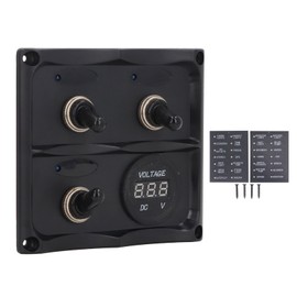 Rocker Switch Panel 3 Gang LED Waterproof DC12V‑24V with Display Fuse Box for Boat Marine