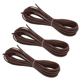 PATIKIL Faux Suede Cord, 3 Rolls 3 mm x 5 m Leather Cord, Flat Strips Made of Faux Leather, Soft Flat Ribbon for Necklaces, DIY Bracelets, Beads, Brown (Total 15 Metres)