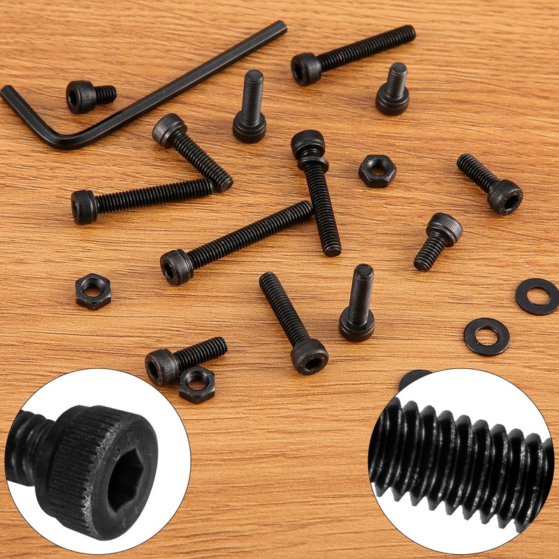 540M4 Screw Set Black Screws 6-30 mm, Washers, Washers, Nuts