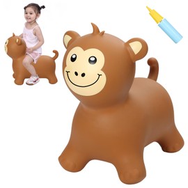 INPANY Monkey Bouncy Horse Hopper Toys, Toddlers Bouncy Animal Hopping Toys, Bouncing Buddies, Inflatable Ride on Rubber Bouncer, Outdoor Indoor Baby Birthday Gifts Toy for 2 3 4 Year Old Girls Boys