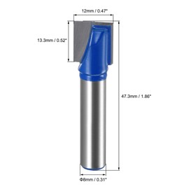 sourcing map 12mm Dia 8mm Shank Bottom Cleaning Router Bit, 2 Flutes Carbide Tipped Cutter Uncoated for Woodworking