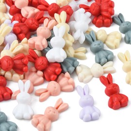 LiQunSweet 50 Pcs Opaque Animal Charms Flatback Flocky Easter Rabbit Cabochons for DIY Craft Jewelry Making Hair Clip
