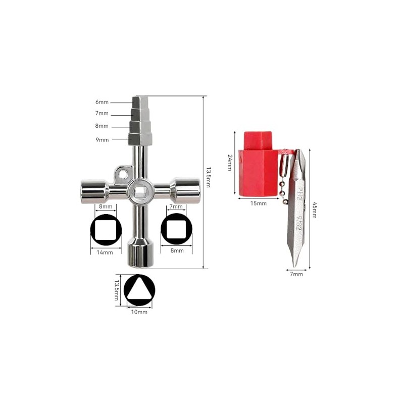 2 Pieces Universal 4-Way Control Cabinet Keys for Various Uses