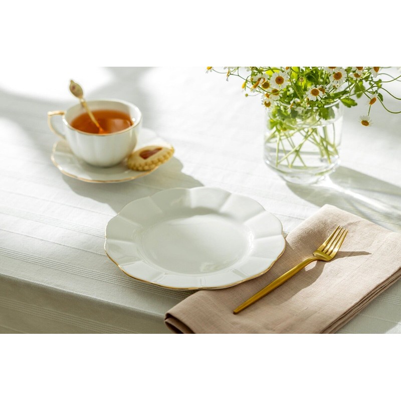 Grace's Teaware Grace Teaware 8" White Gold Scallop Fine Porcelain