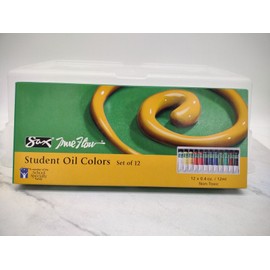 True Flow Oil Paint Set 12x 12ml (0.4 oz) Oil Paints for Canvas Student Pack SAX