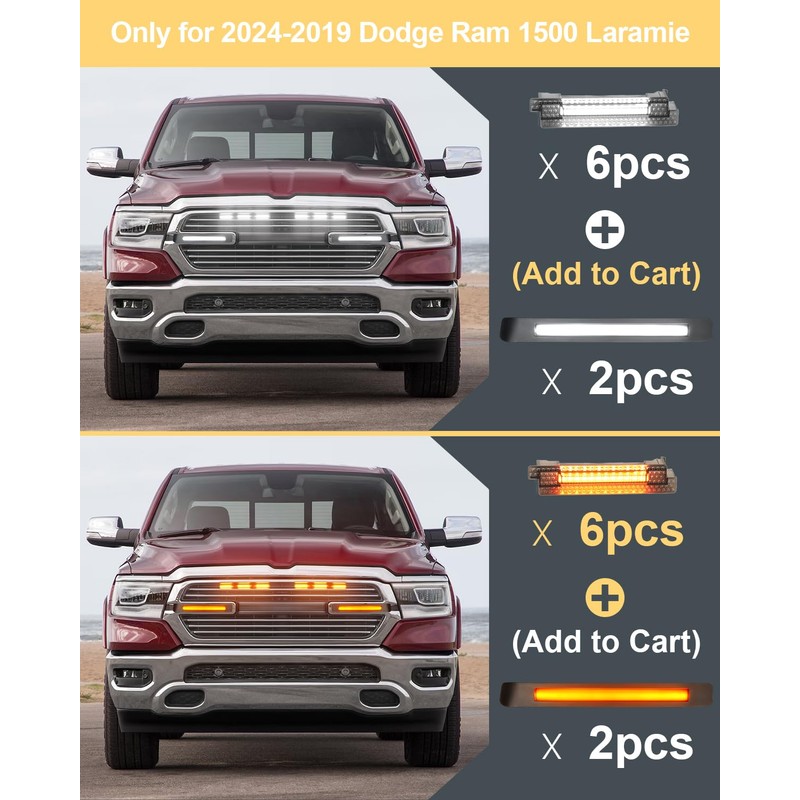 OKLSG LED Grille Light Bars for 2019-2024 Dodge Ram 1500