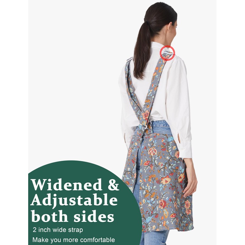 APRONNER Cozy Adjustable Cross Back Aprons for Women with Pockets