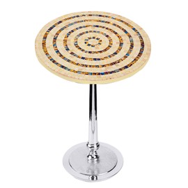 CLEENTABLE Mosaic Small End Table, Coffee Table End Table for Sofa, Round Coffee Table is Suitable for Living Room and Bedroom - Crystal White