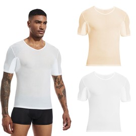 VINELEA 2pcs Men’s Breathable Underarm Sweat pads Underarm Sweat Pads shirt for Men Sweat Proof Shirts for mesh design (UK, Alpha, L, Regular, Regular, WHITE BEIGE)