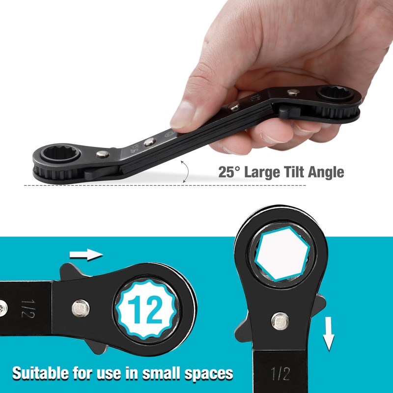 DURATECH 1/2 Inch x9/16 Inch Double Offset Box End Reversible