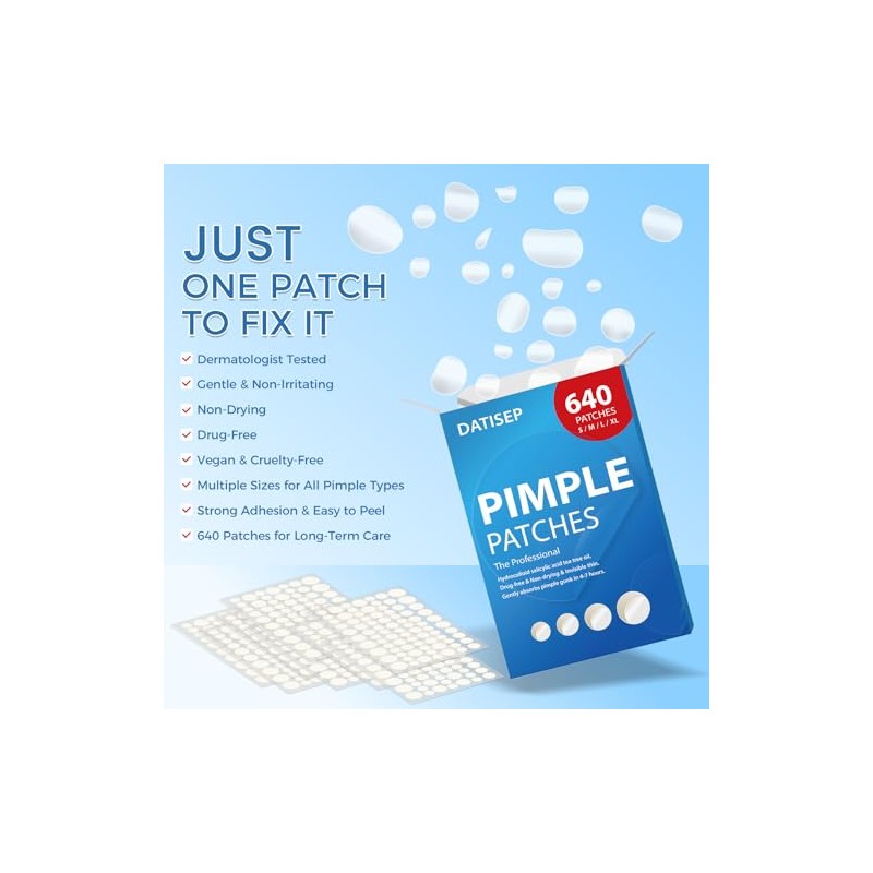 Hydrocolloid Acne Pimple Patches - 640 Count with Tea Tree