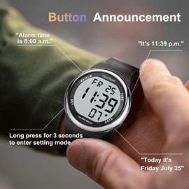 Hearkent Talking Watch for Elderly, Large Digits Watch Easy to Read for Seniors, Clear Loud Voice for Visually Impaired or Blind Users, Black…