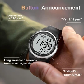 Hearkent Talking Watch for Elderly, Large Digits Watch Easy to Read for Seniors, Clear Loud Voice for Visually Impaired or Blind Users, Black…